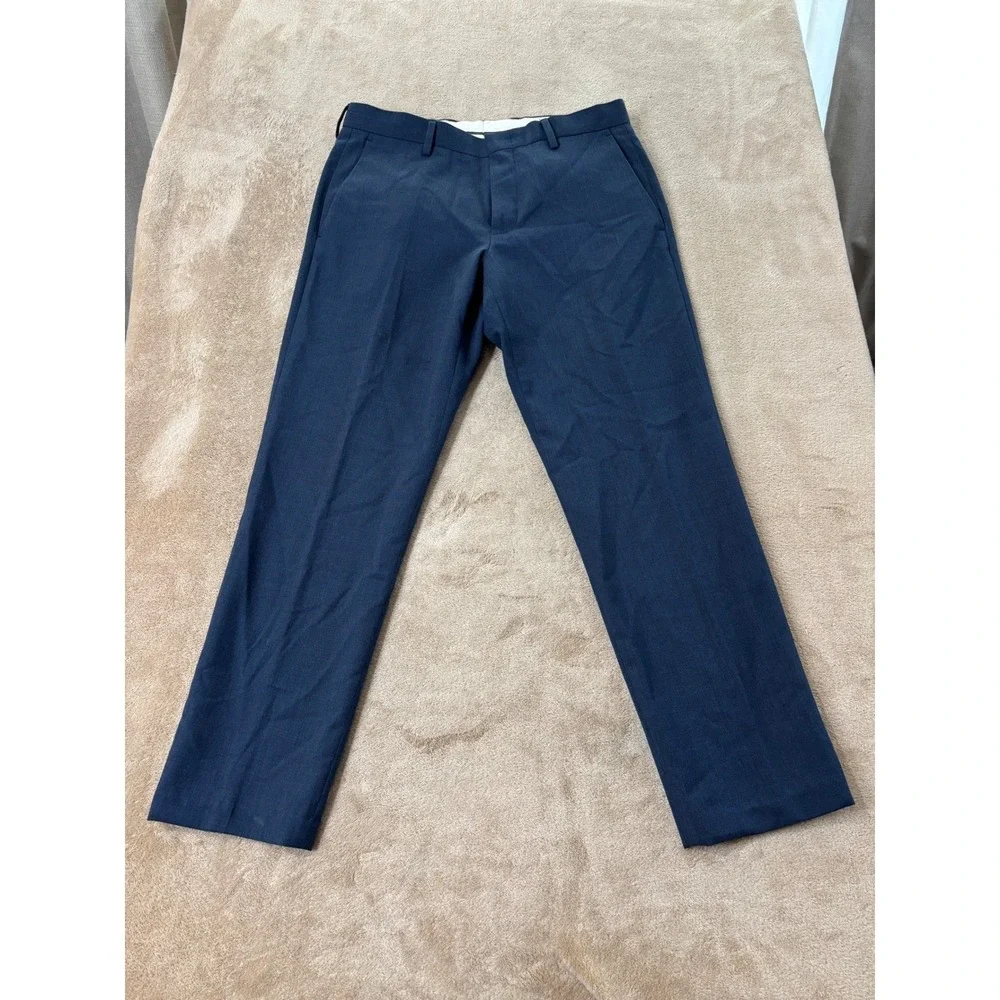 J. Crew Tollegno 1900 Dress Pants Men's Slim Fit 30x30 Blue Wool Trousers EUC